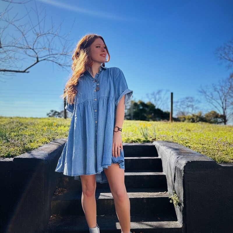 The cutest day dress to wear out and about, or perfect to also dress up for date night! This one is a must have!<br />
Available in sizes Small, Medium, and Large<br />
Madison is wearing a size Large.<br />
Anna is wearing a size Small.