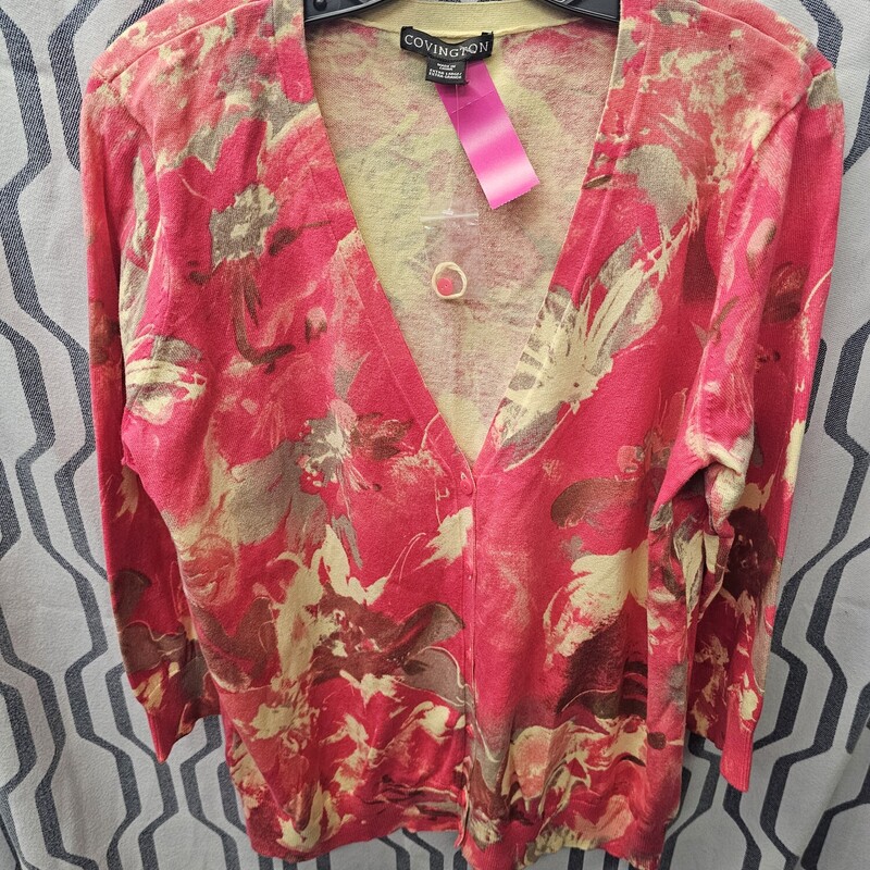 Super cute half sleeve cardigan in yellow with  bold pink print. Brand new without tags.