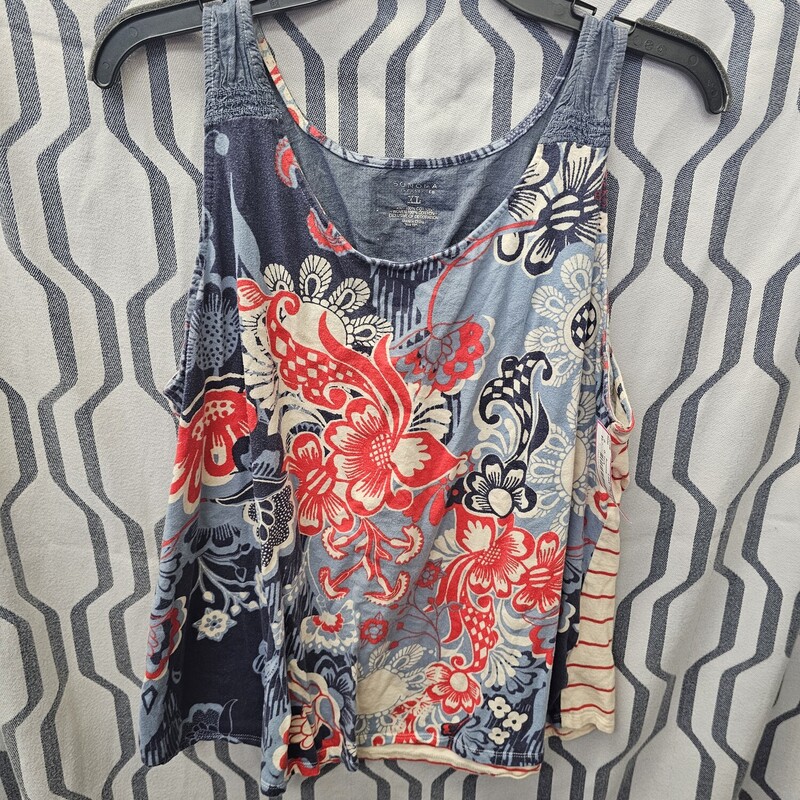 Cute bold printed tank top in red white and blue