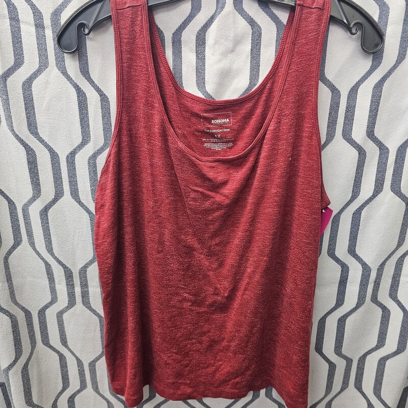 Knit tank top in a red burgandy color.