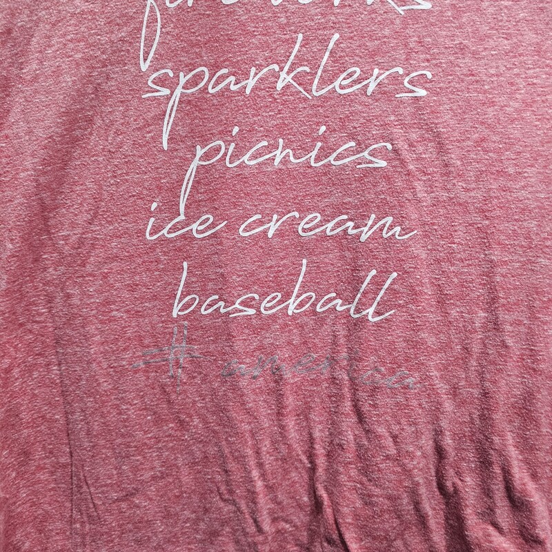 Perfect for july - tee with short sleeve in red - fireworks - sparklers- picnics - ice cream - baseball  #america