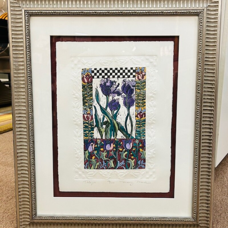 Tulip By Mary Mark - Signed
Purple Green Red Black White Silver
Size: 19.5 x 23.5H