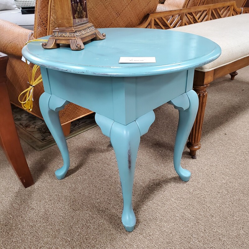 Blue Oval Side Table, Blue, Size: 27x23x23