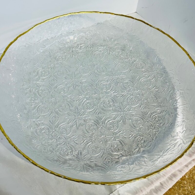 Floral Textured Glass Bowl
Clear Gold Size: 16 x 2.5H