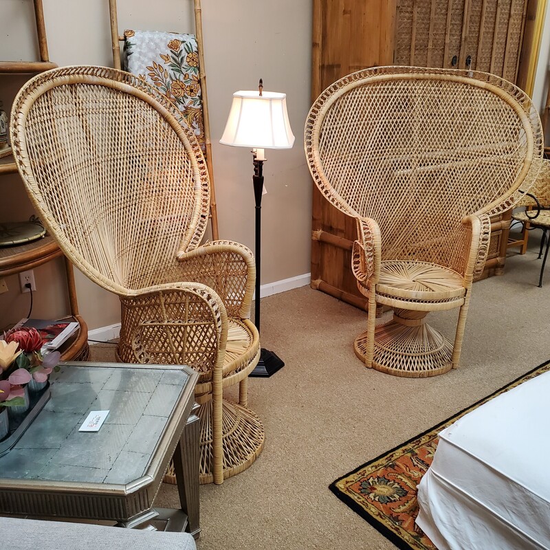Pair Vtg Peacock Chairs