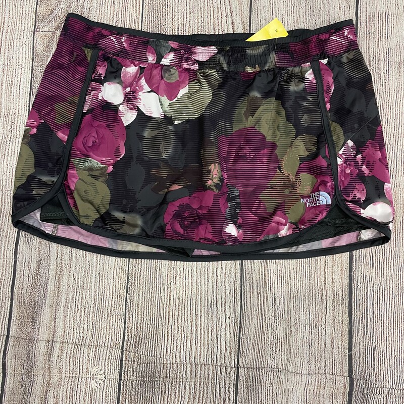 North Face Skort black floral print elastic waistband Size: Large