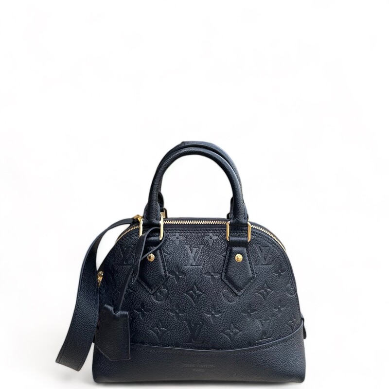 Louis Vuitton Neo Alma
Monogram Empreinte leather with rounded top handles as well as a removable shoulder strap, the compact Neo Alma BB handbag makes the transition from day to evening seamlessly. The lining in a contrasting color and classic Louis Vuitton details such as the padlock and keybell make it both timeless and up-to-the-minute.
Size: BB
Dimensions:
9.8 x 7.1 x 4.7 inches
(length x Height x Width)
Microchip