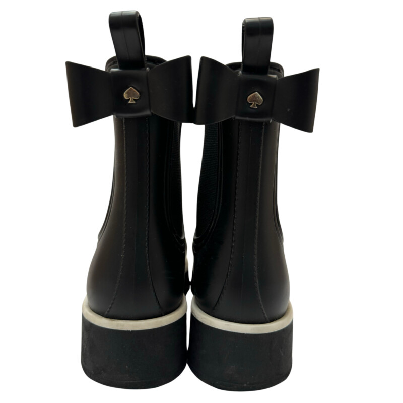 Kate Spade Malcolm Rain Boots<br />
Black and White<br />
Size: 8