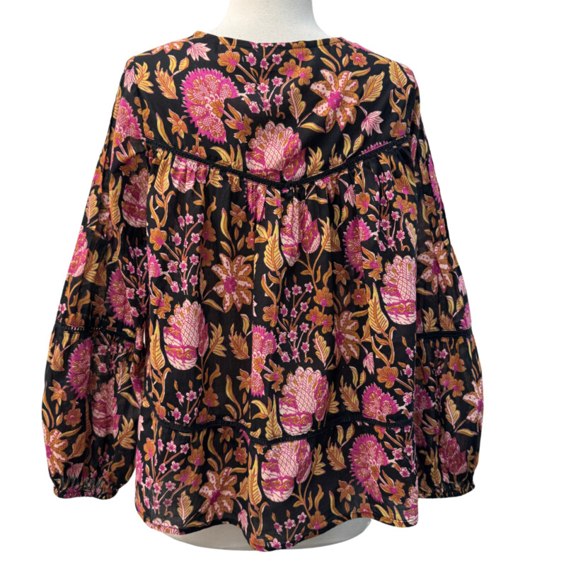 Rachel Zoe Floral Top<br />
Boho Style with Embroidered Detail<br />
Colors: Black, Pink, Umber, and Berry<br />
Size: Small