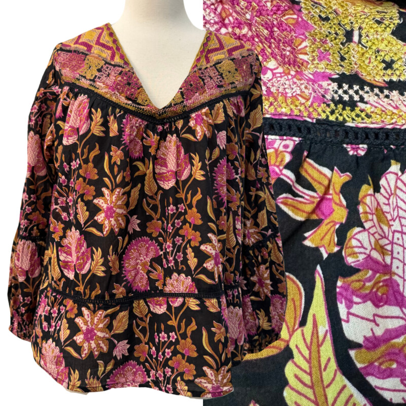 Rachel Zoe Floral Top
Boho Style with Embroidered Detail
Colors: Black, Pink, Umber, and Berry
Size: Small