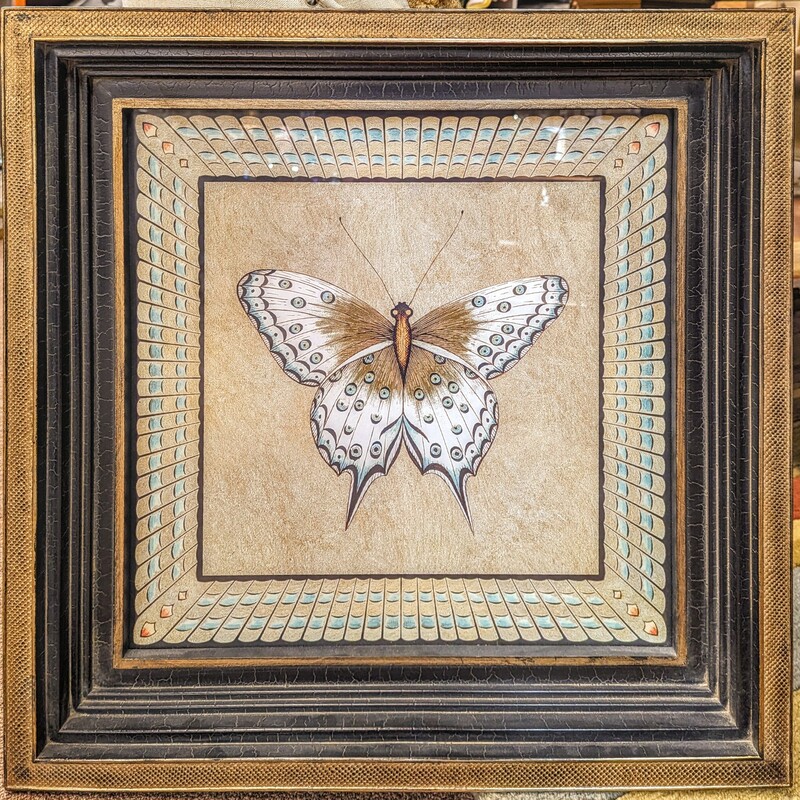Bombay Butterfly Print
Brown Blue White Tan Size: 23 x 23H