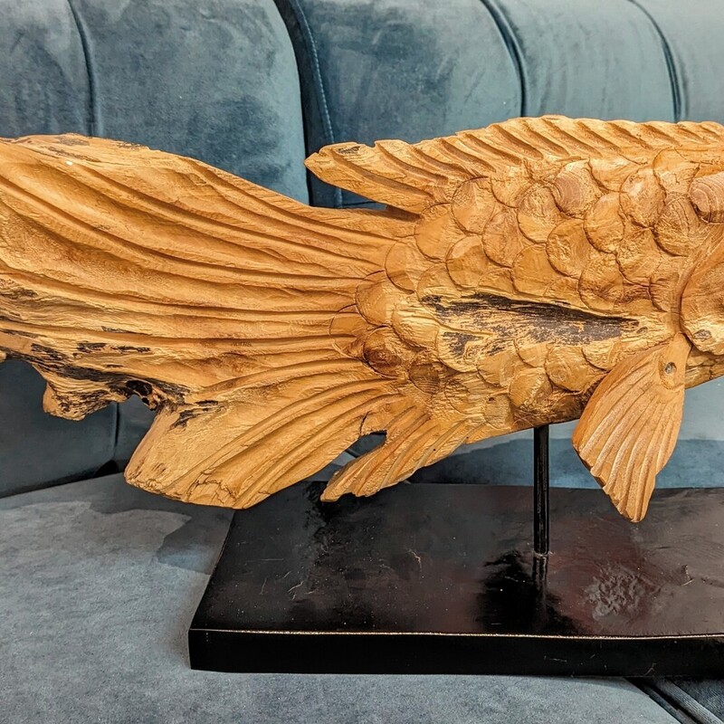 Rustic Teak Fish On Stand
Brown Black Size: 26 x 12H