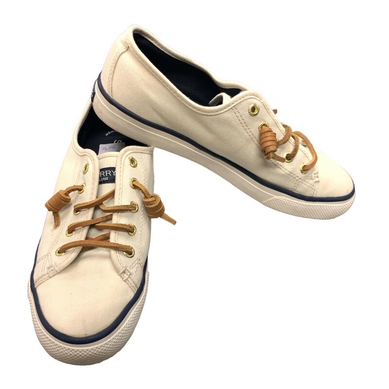 Sperry Womens 6M, Wht/nvy, Size: 6 fits like 5.5