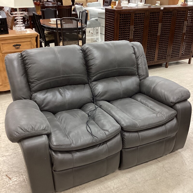 Dual Recliner Loveseat, Gray, Electric
63 in w