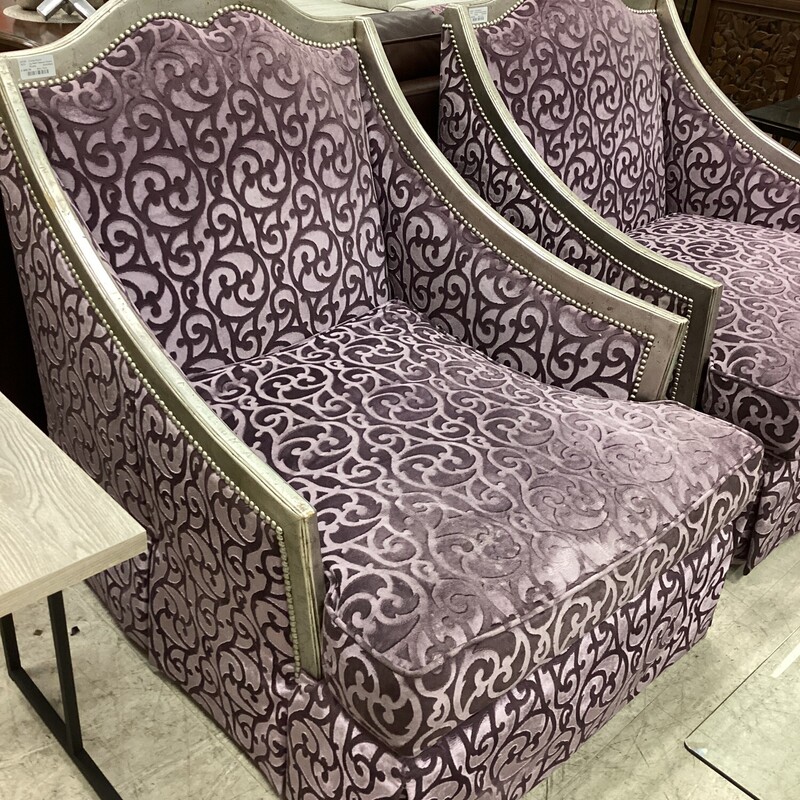 Lg Swirl Swivel Chairs, Purple, Silvr Trim
32 in w