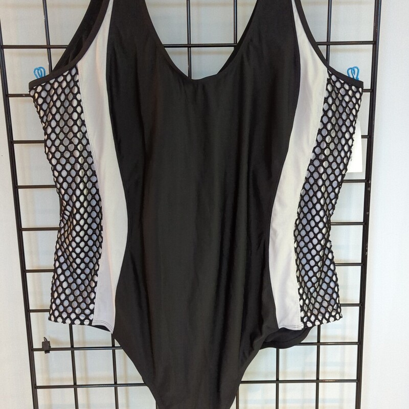 Sea Swimwear One Piece,
Black & Grey, Size: 4X