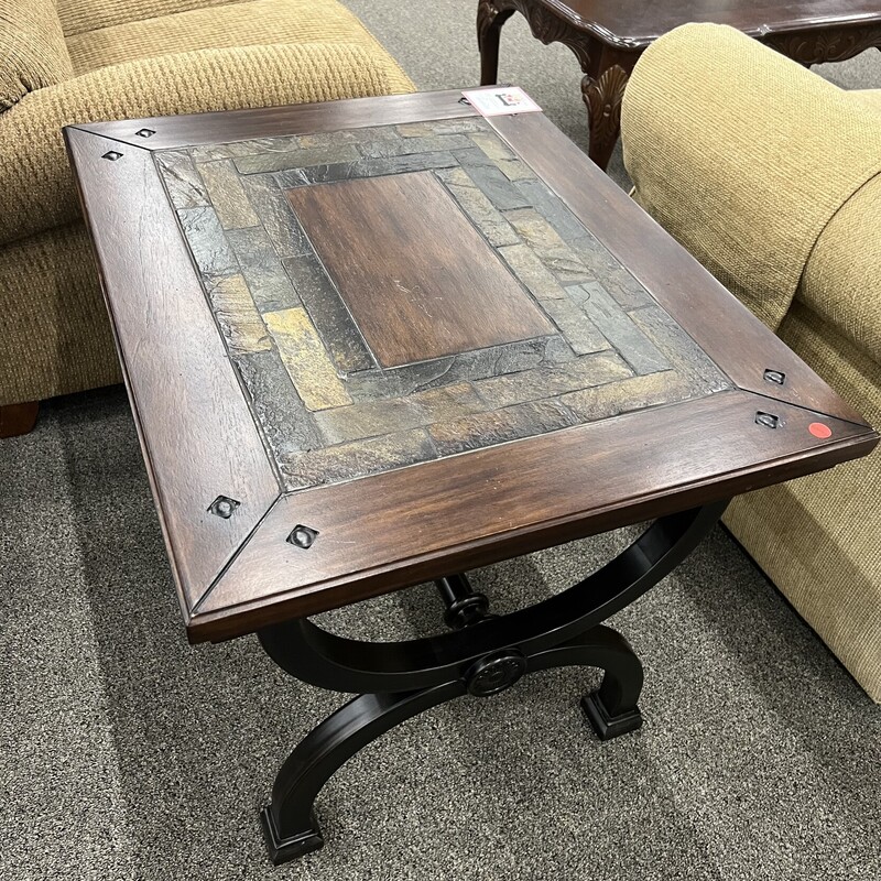 Wood/slate End Table