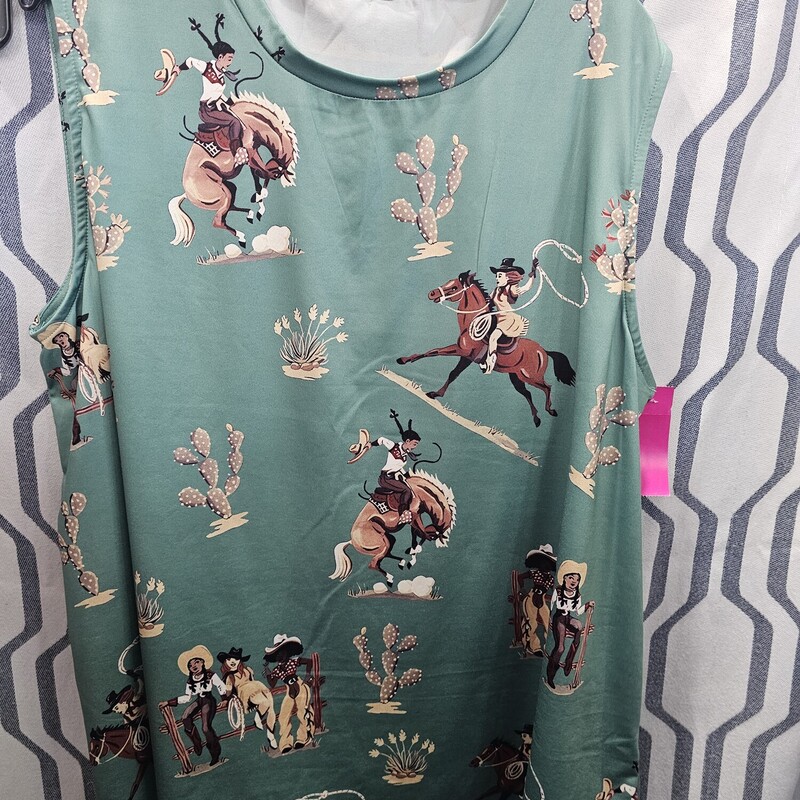 Tank in green with horse print (we have matching pants in the shop if interested - while they last)