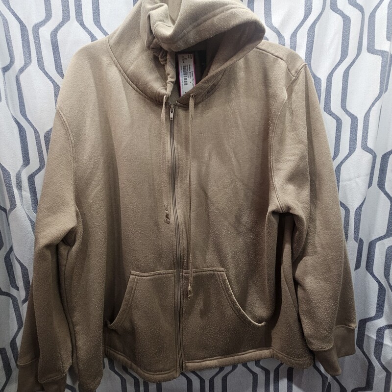 Zip up hoodie with long sleeves in brown,.