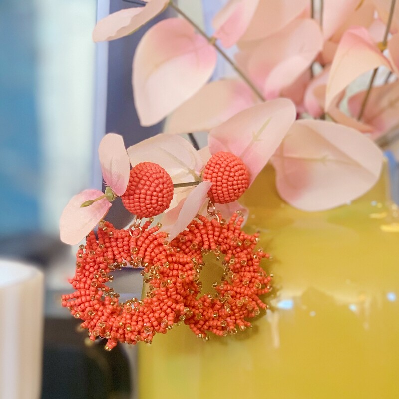 These bright colored earrings have pops of gold, making the perfect finishing touch to your outfit!
Also, available in Mustard. See other listing to purchase.