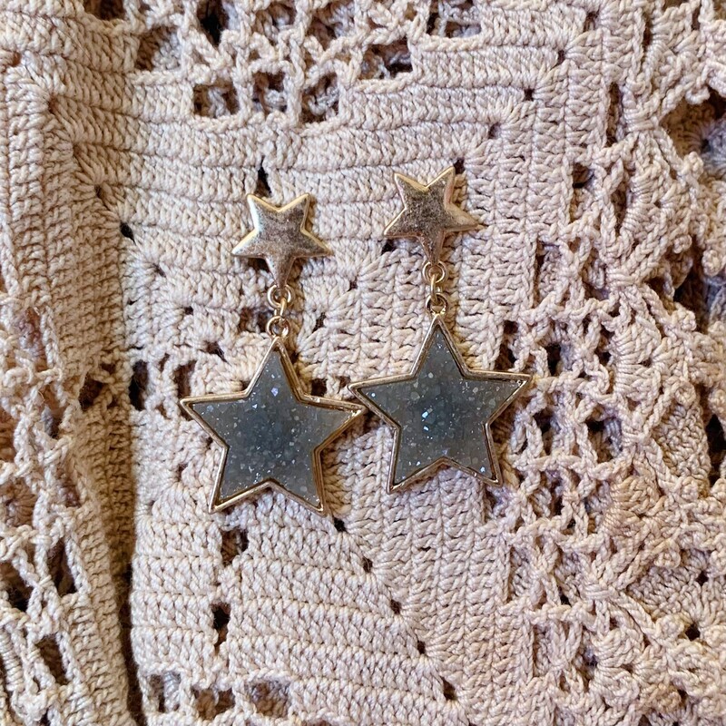 Gray Star Earrings