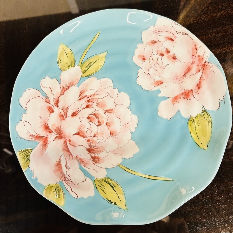 Peony Floral Plate
Blue, Green, Pink
Size: 11.5 Diameter