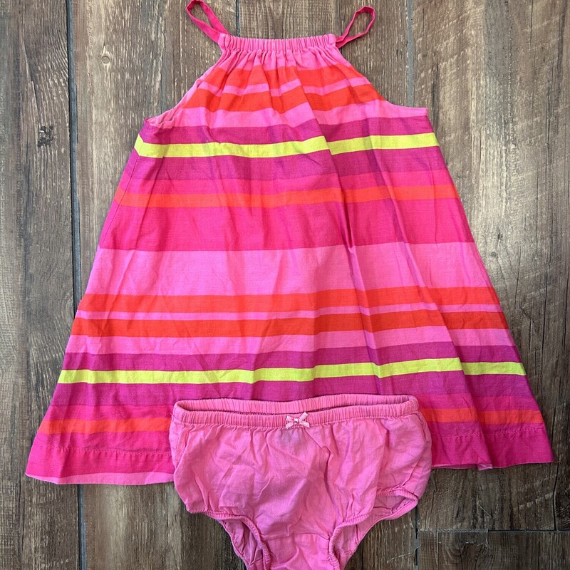Gap 2pc Stripe Woven Dres, Pink, Size: Baby 12-18