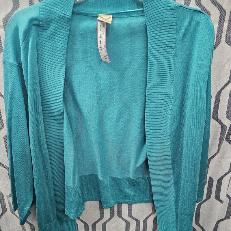 Half sleeve teal green shrug - super light weight and no close style
