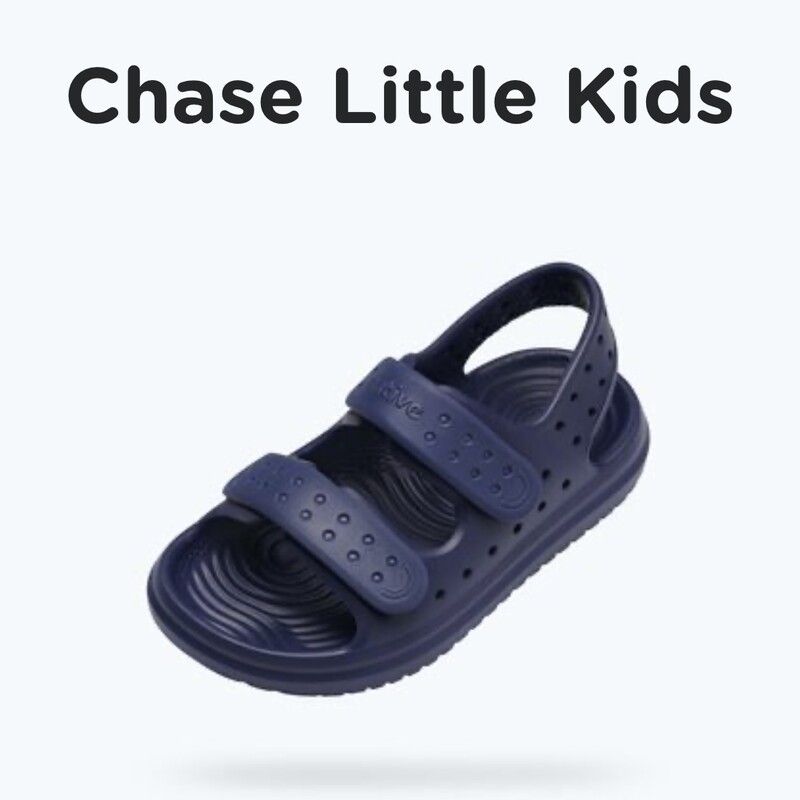 Native - Chase Little Kid, Regatta Blue, Size: C4

Your adventurer is ready to take on anything in this extra cushioned, water-friendly sandal. Chase is entirely made from one piece (no glue needed) for added durability and comes with two adjustable straps and a grippy tread to keep tiny feet secure as they explore on land and by the water.

MATERIALS
Injection molded Sugarlite EVA
Easy to Clean
Odor Resistant
Durable