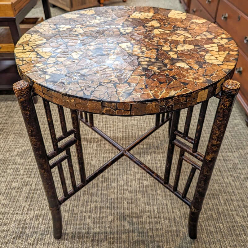 Bernhardt Mosaic Look Wood and Bamboo Accent Table
Brown Tan Black Size: 26 x 28H