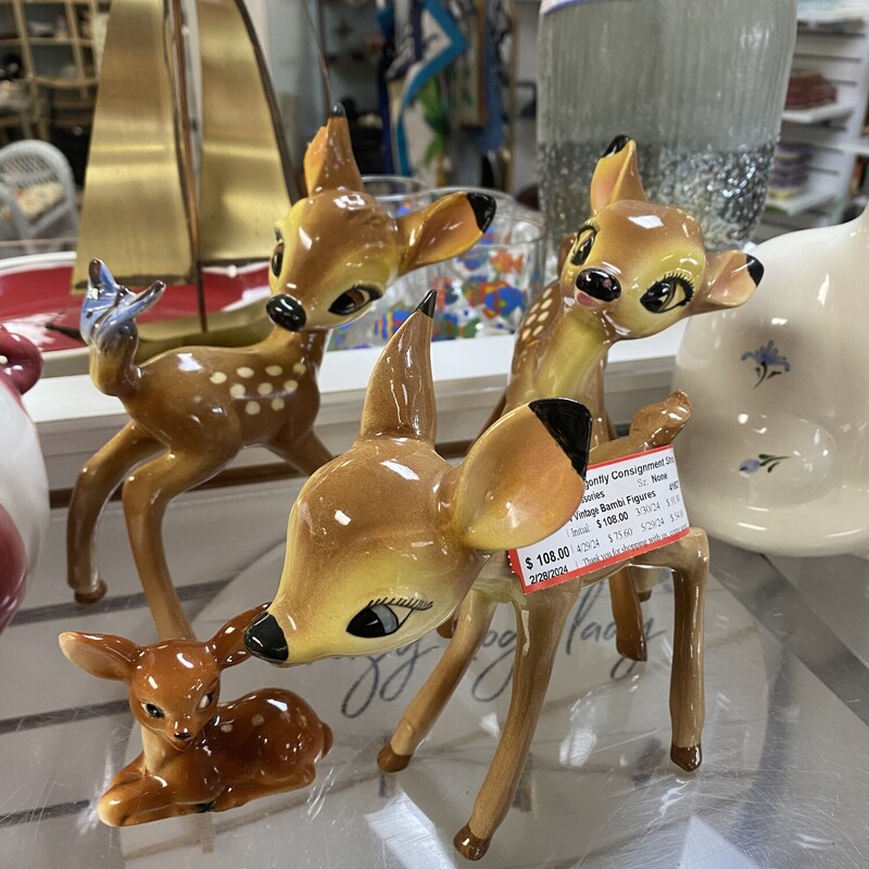 4 Vintage Bambi Figures