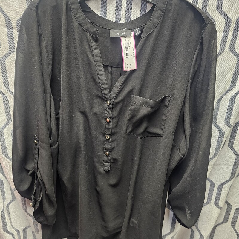 Long to half sleeve sheer blouse in black with matching black tank