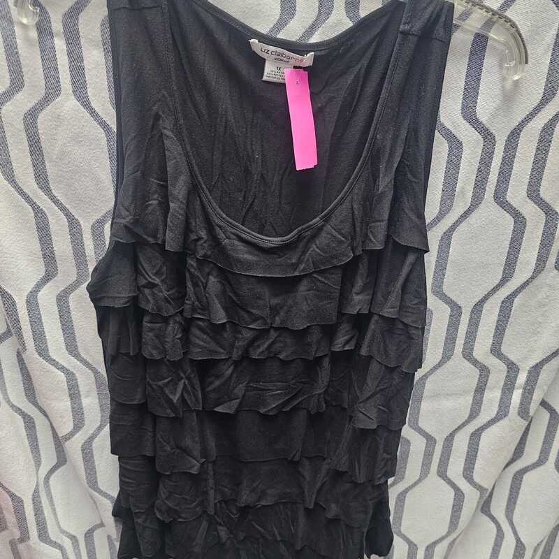 Tank style top with ruffles in black.