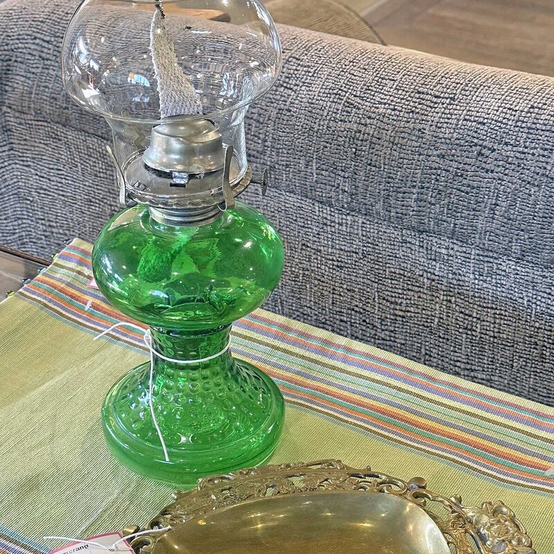 Green Glass Oil Lamp 15 I