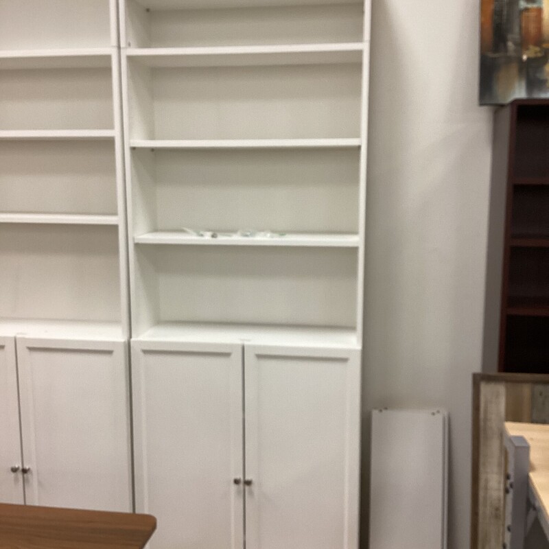 Tall Shelving Unit, White, Cabinet on Bottom
93in tall x 12in deep x 31in wide