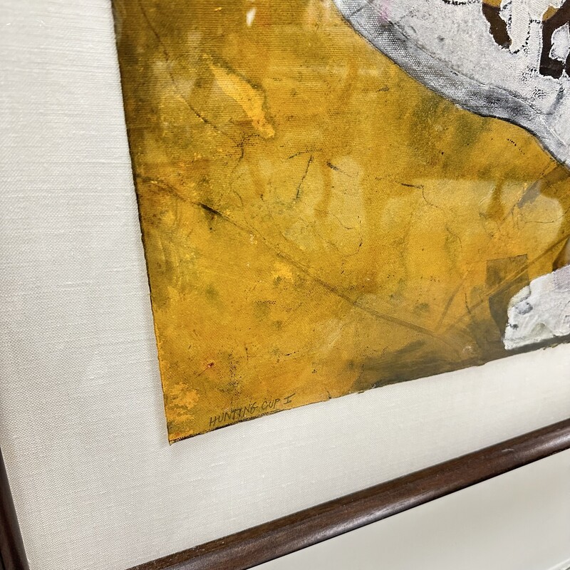 Linen Framed Urn Artwork, Yellows/Orange<br />
Size: 40x42