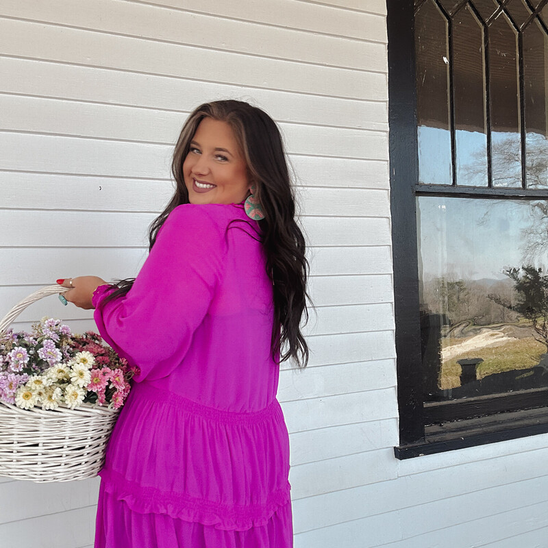 The perfect dress for Spring or Easter! The color will make anybody's outfit POP!<br />
Available in sizes Small, Medium, and Large.<br />
Madison is wearing a size Large.<br />
Anna is wearing a size Small.