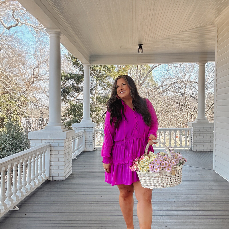 The perfect dress for Spring or Easter! The color will make anybody's outfit POP!<br />
Available in sizes Small, Medium, and Large.<br />
Madison is wearing a size Large.<br />
Anna is wearing a size Small.
