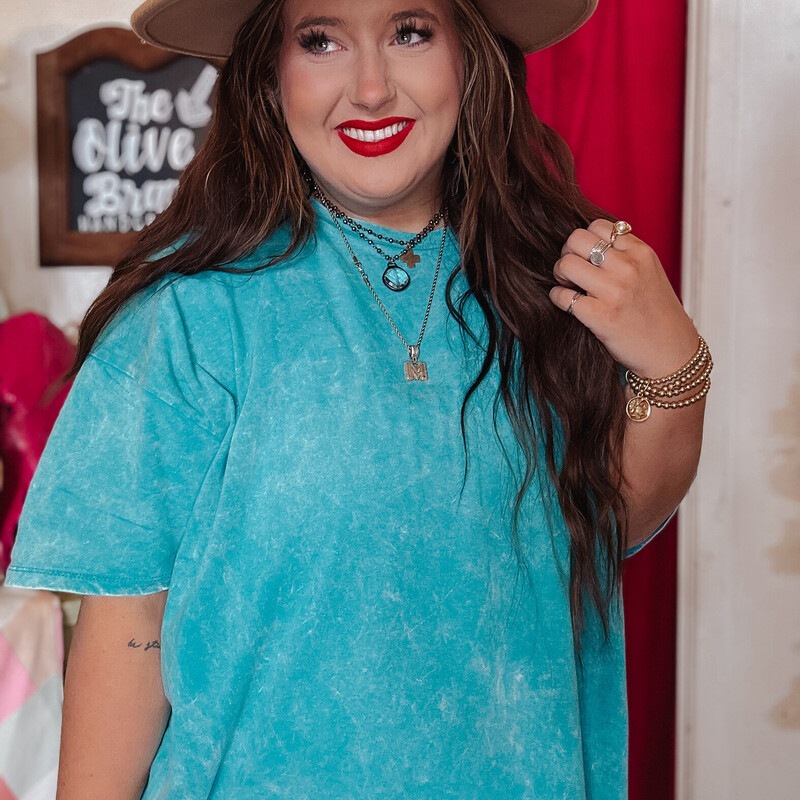Teal Washed Boxy Top