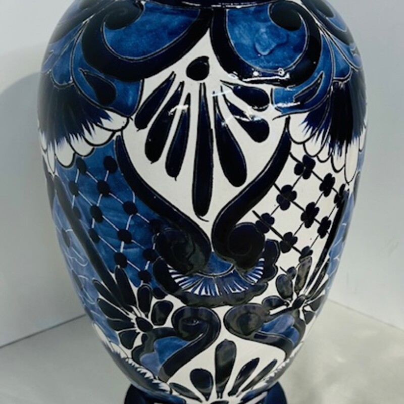 Multi Pattern Paint Vase
Blue and White
Size: 7x13H