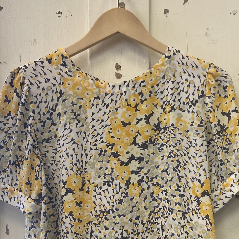 Cr/yllw/gry Floral Blouse