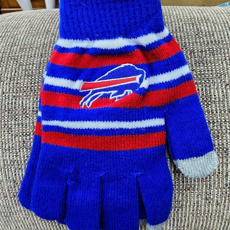Buffalo Bills Gloves, R W B, Size: New