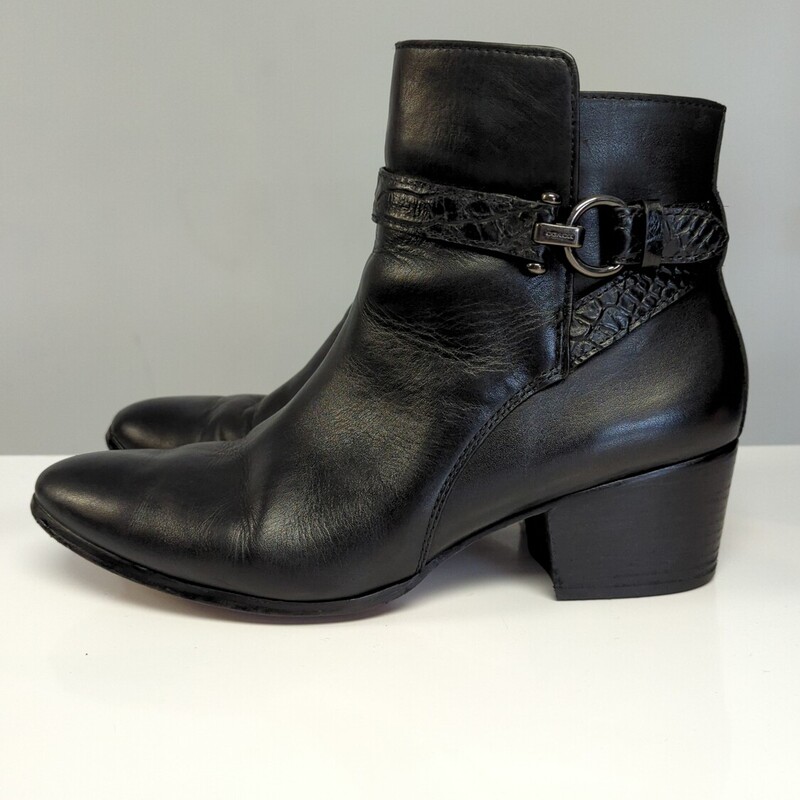 Coach Leather Bootie, Black, Size: 9