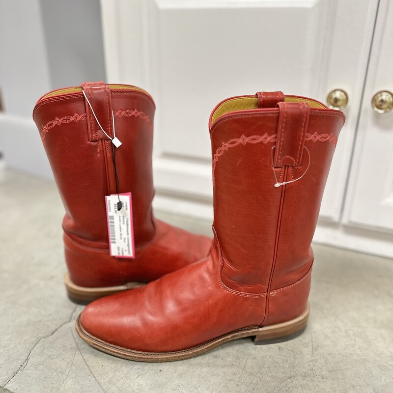 Justin Leather Boots, Red
Size: 9
