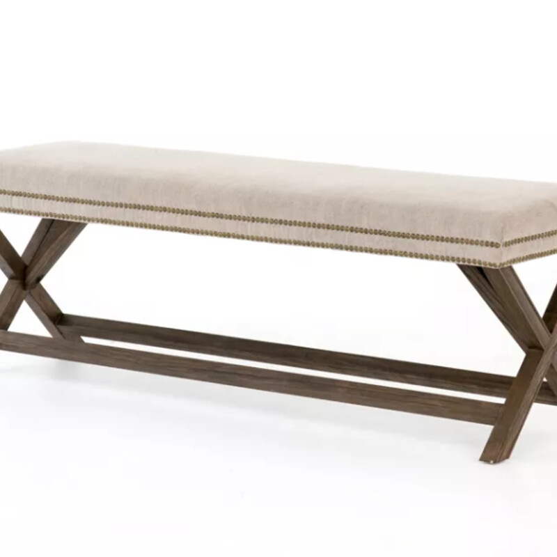 Four Hands Bench Ottoman
Stone Fabric on Brown Wood Frame
Naihead Trim
Size: 60x18x20H
Airy, light and sized just right. An open, X-framed bench-size base is topped in neutral heathered twill and accented by a double row of brass-finished nail heads.
NEW Retail $775