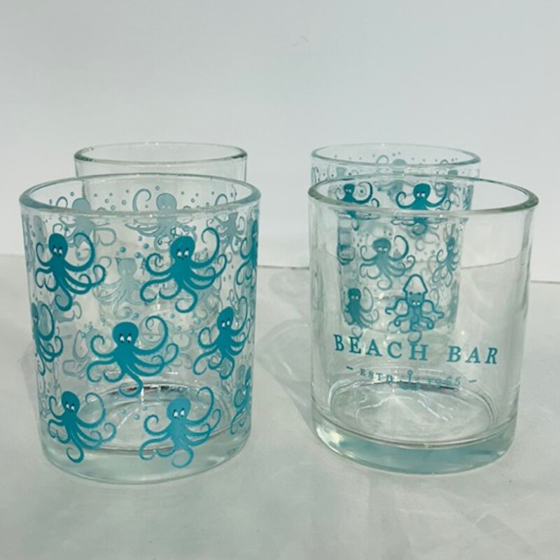 Set of 4 Beach Bar DOF Glasses
Clear Blue
Size: 3 x 3.5H