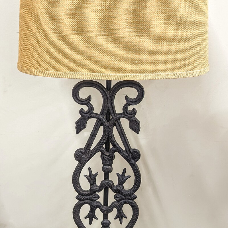 Ornate Iron Scroll Lamp
Brown Tan Size: 16 x 37H
Matching lamp sold separately