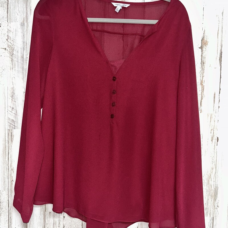 L Maroon Button Top