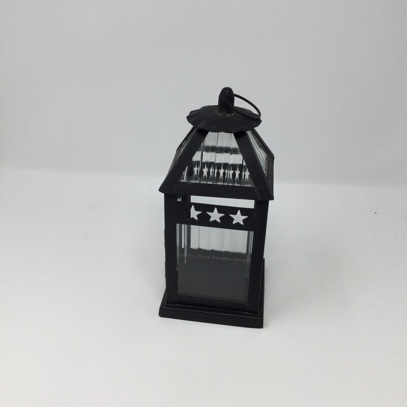 Metal/Glass Lantern, Black, Size: 4 X 8.5
