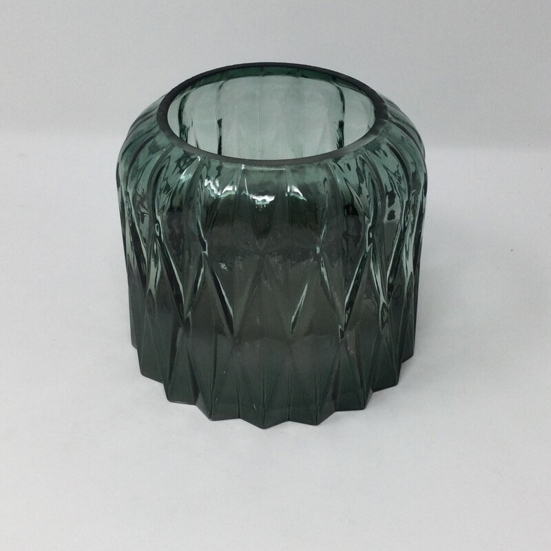 Glass Candle Holder, Green, Size: 5in